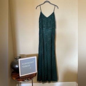 Adrianna Papell Women's Blouson Beaded Gown - emerald